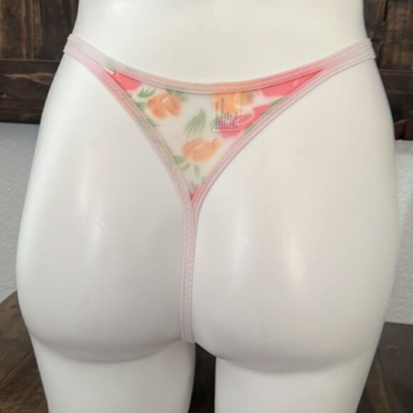 Floral embroidery double string thong Sz-Large - Picture 9 of 10